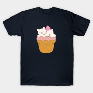 Kawaii Polar Bear Ice Cream Cone T-Shirt T-Shirt
